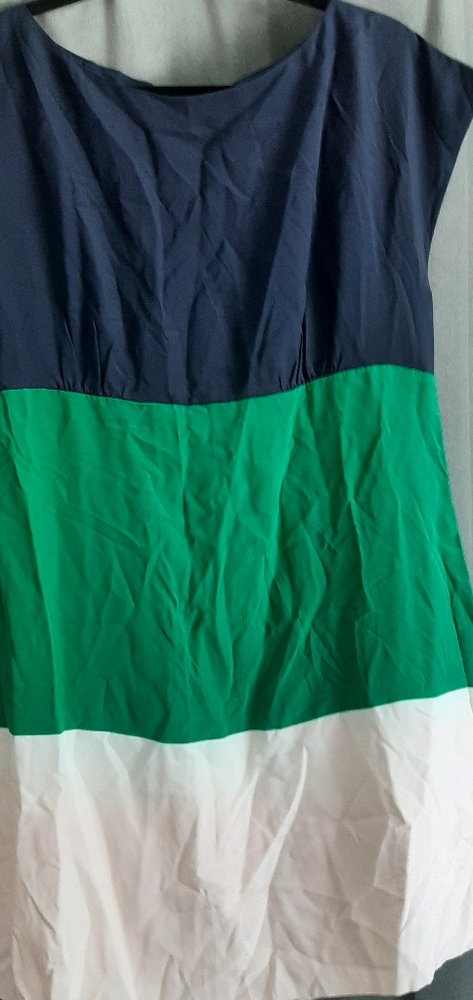 Eliza J silk dress colorblock with exposed zipper. Size 14